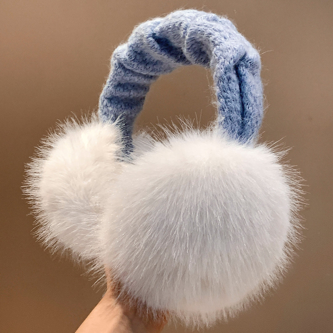 Plush Faux-Fur Round Earmuffs with Quilted Cable-Knit Headband Stornfield