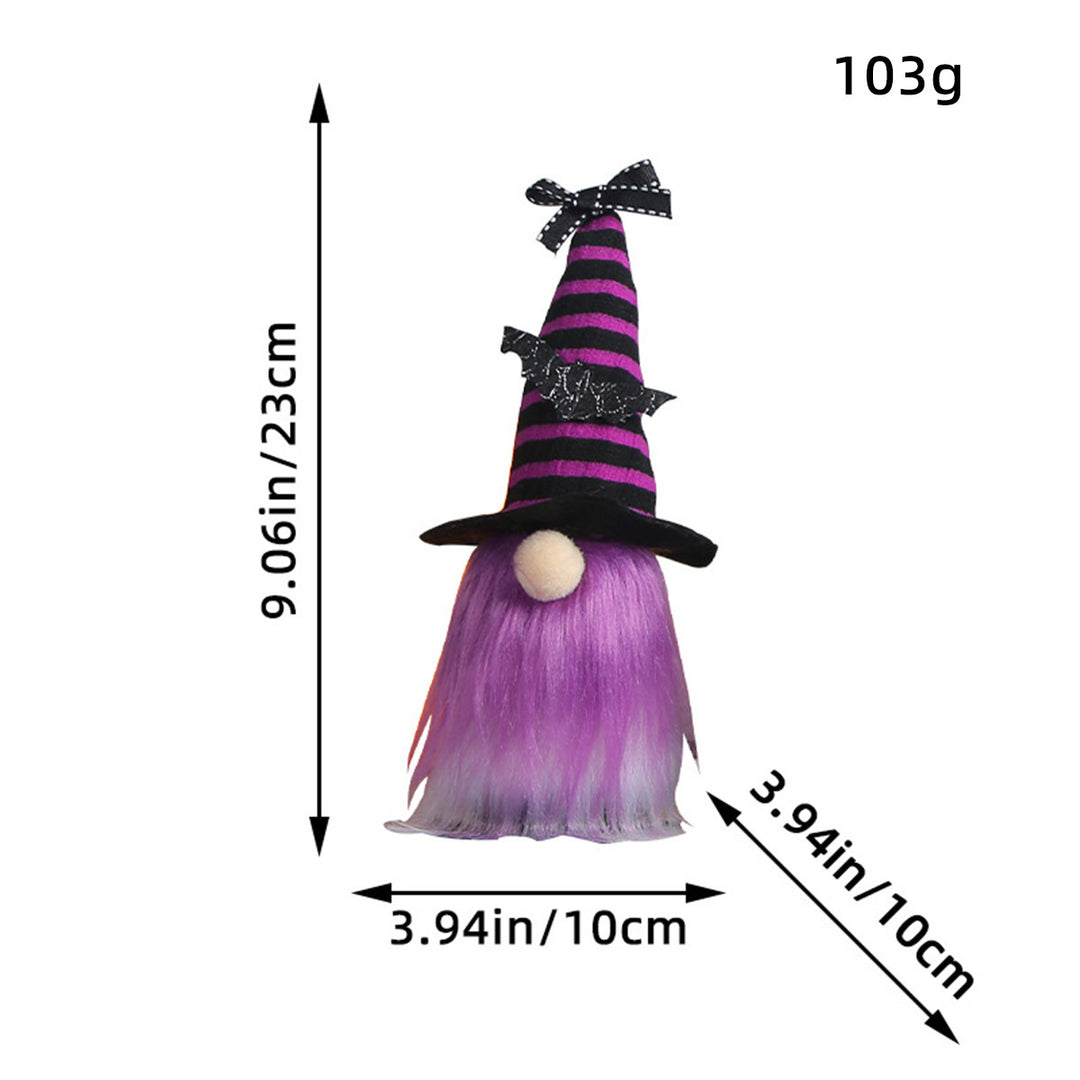 Halloween-Gnome decoration figure with pointed hat and artificial fur beard