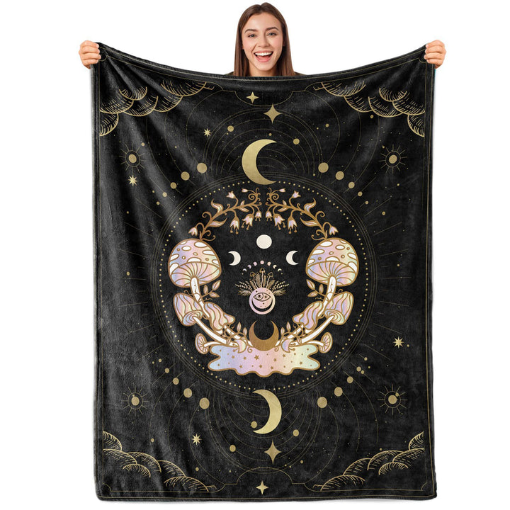 Artistic Mushroom-Themed Throw Blanket