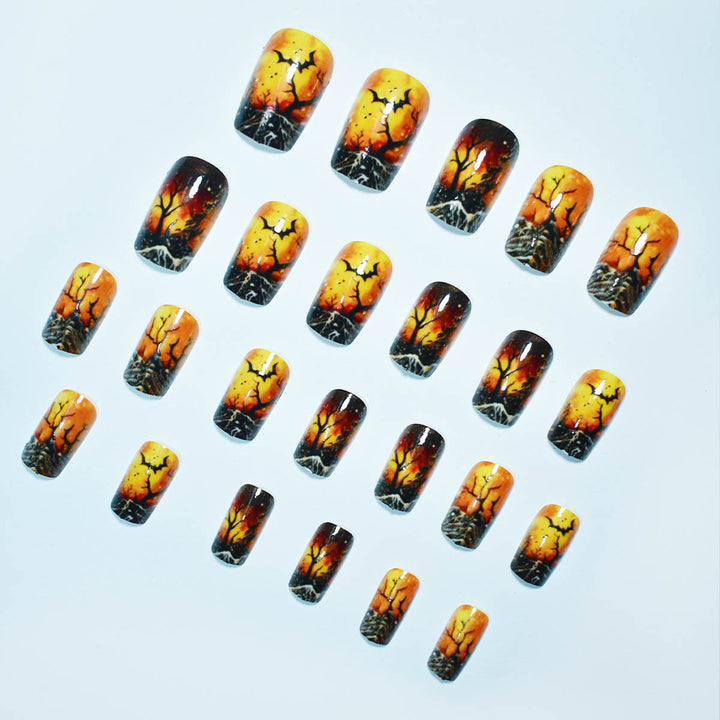 Artistic Halloween-Themed Press-On Nail Set Stornfield