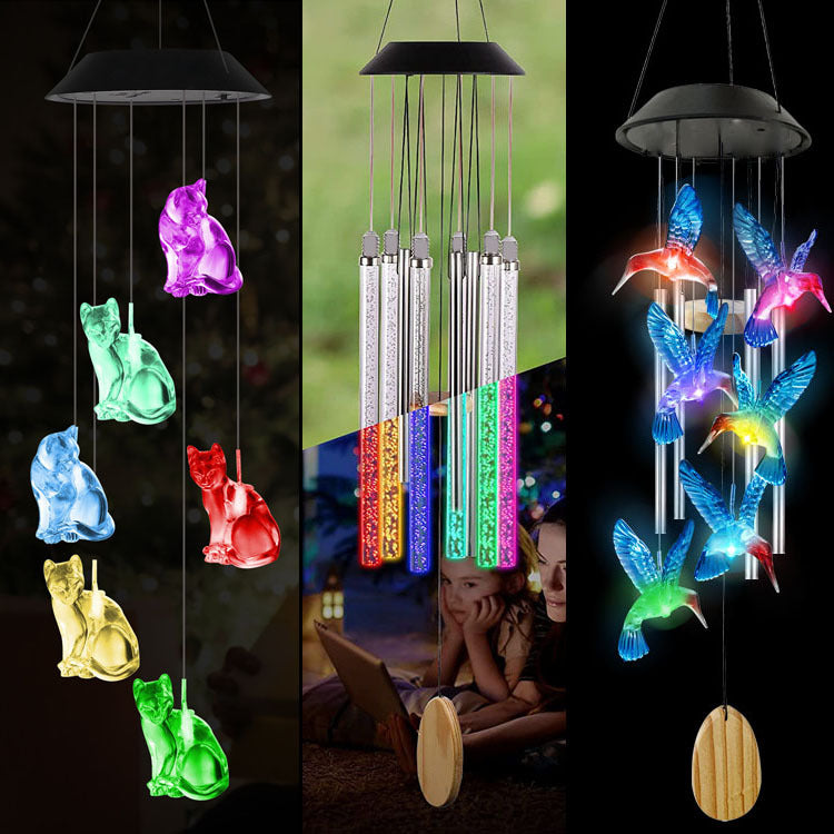 LED Solar Butterfly Wind Chime Garden Hanging Light Stornfield