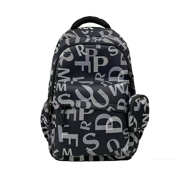 Stylish backpack with modern lettering pattern Stornfield