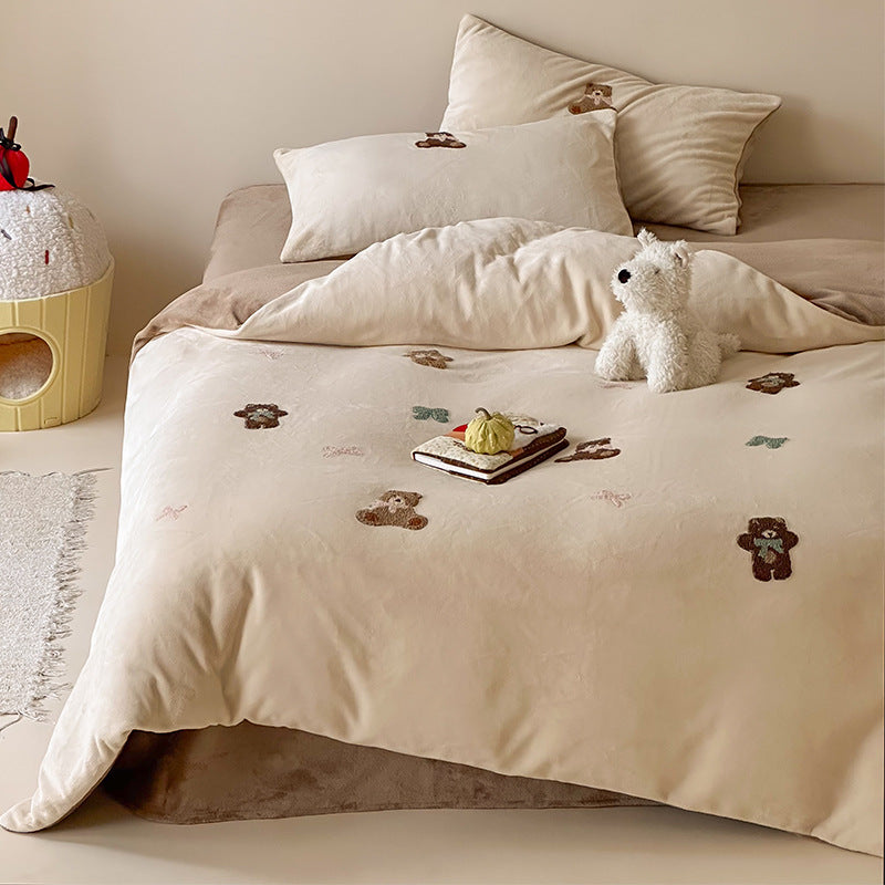 Soft-Touch Embroidered Dessert Appliqué Duvet Cover Set