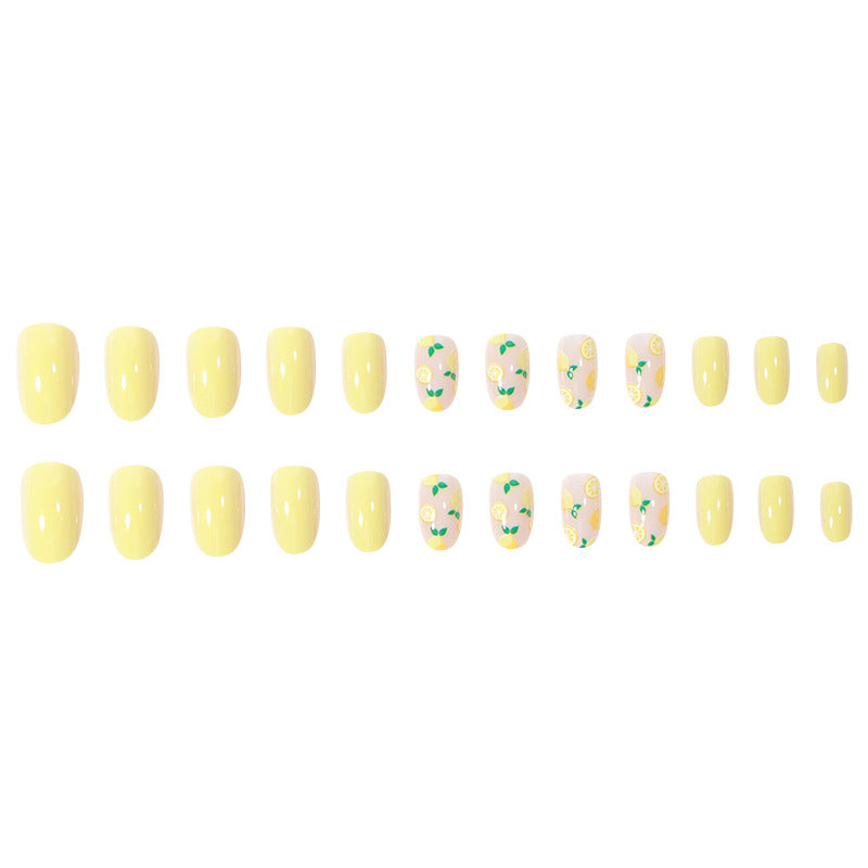 Artistic Lemon-Themed Press-On Nails Stornfield