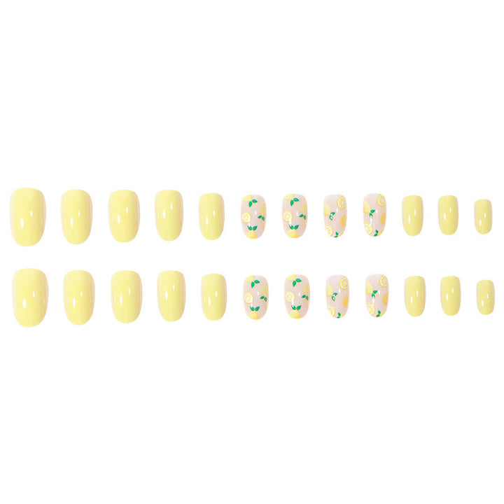 Artistic Lemon-Themed Press-On Nails Stornfield