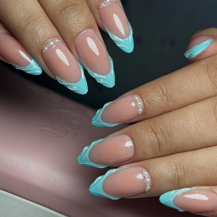 Acrylic nail set with elegant color design and glitter accents Stornfield