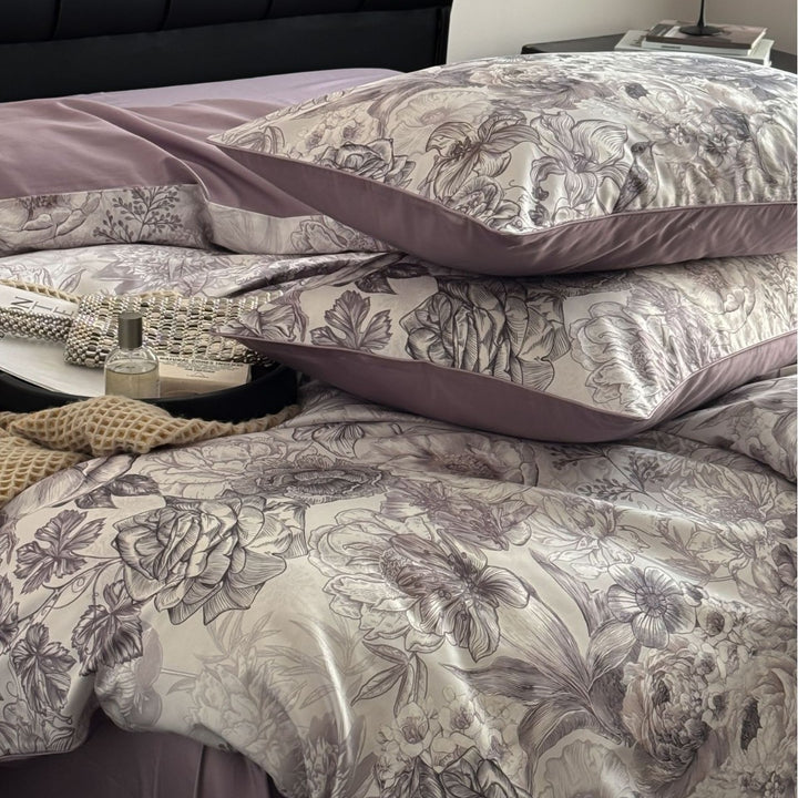 Floral Reversible Cotton Sateen Duvet Cover Set