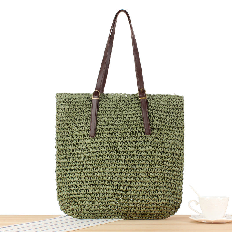 Braided Beach Bag with Sturdy Leather Handles Stornfield