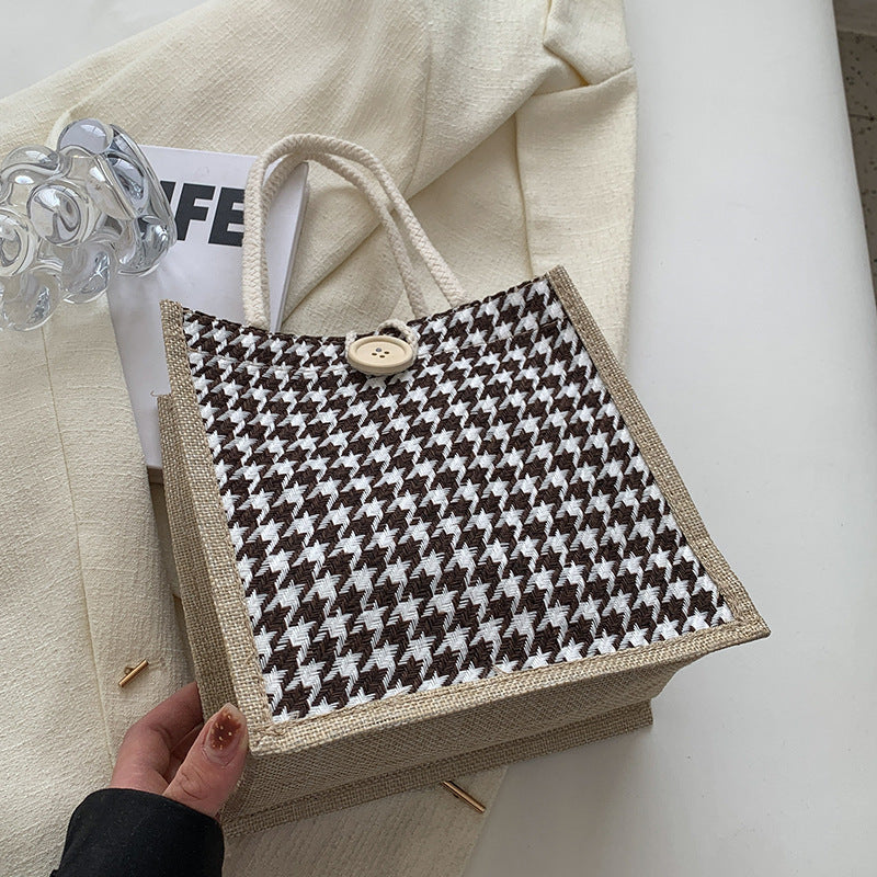 Handcrafted Houndstooth Tote Bag