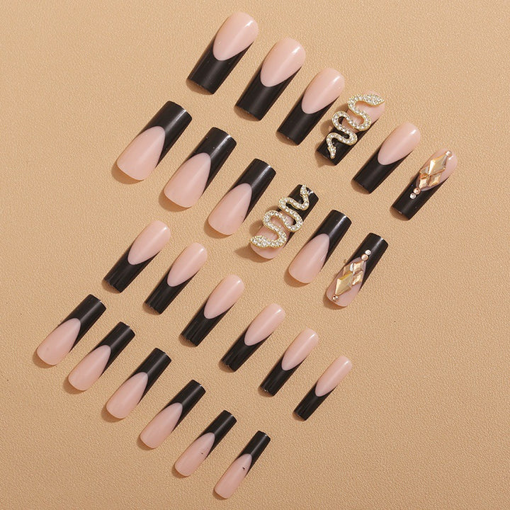 Artificial nails with Elegant Snake and Rhinestone Decorations Stornfield