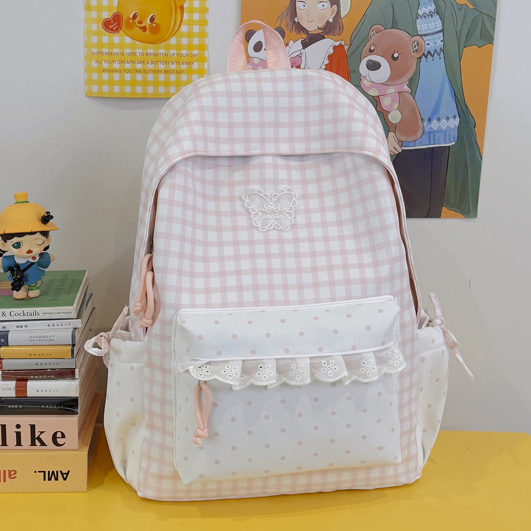 Fun Gingham Patterned Backpack Stornfield