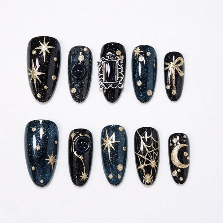 Celestial Themed Press-On Nail Art Stornfield