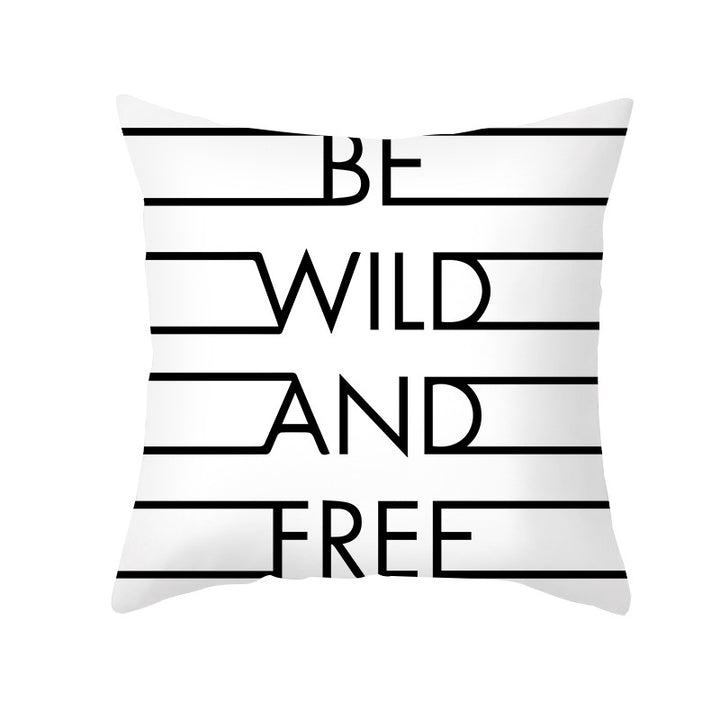 Square Cotton-Linen Decorative Throw Pillow Cover with Oversized HOME Typography Print and Concealed Zipper