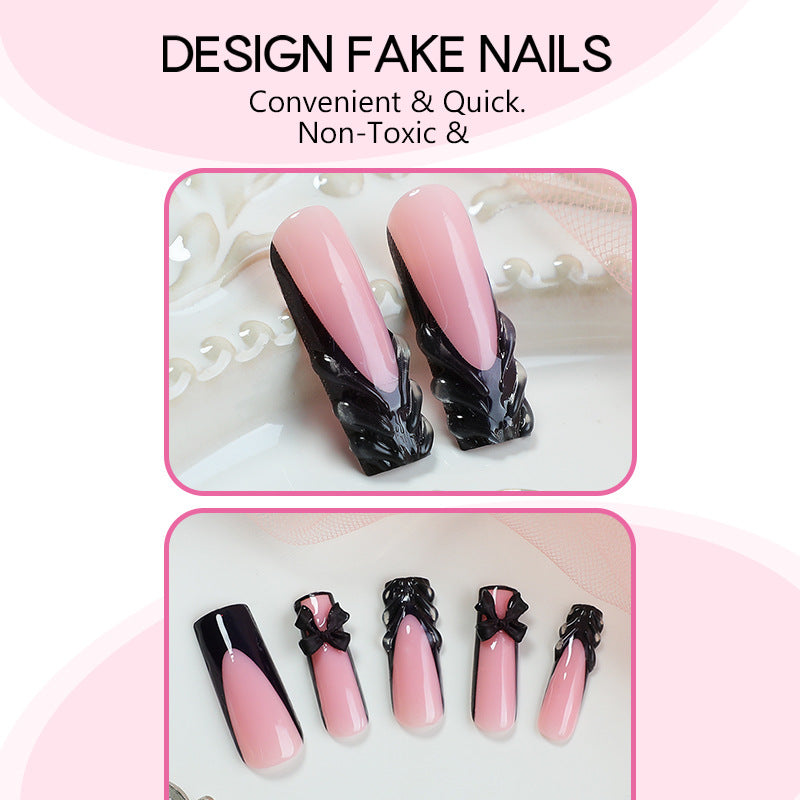 Creative nail art set with elegant bows and ombre effects Stornfield