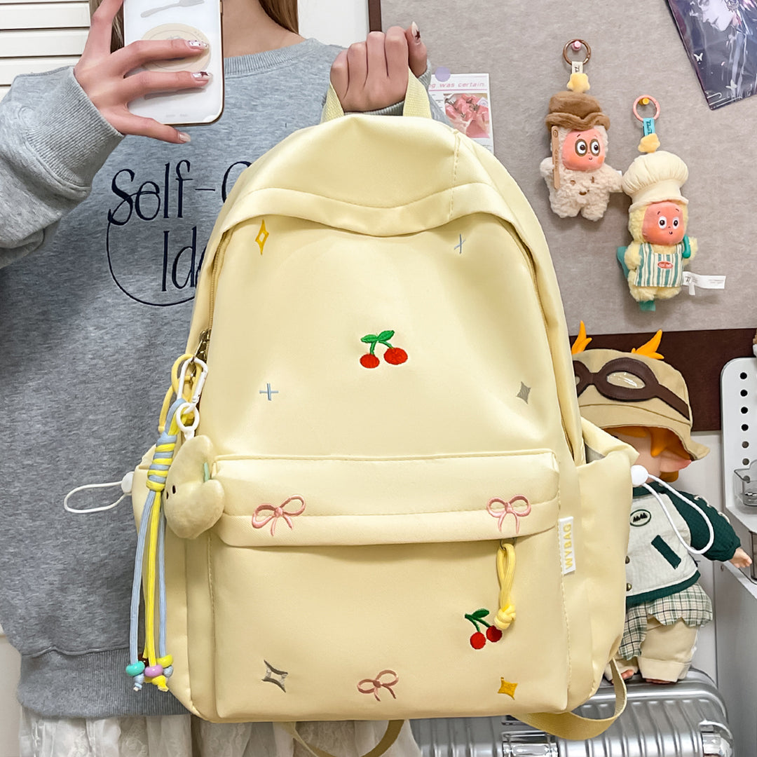 Cute Illustrated Cherry-Embellished Backpack Stornfield