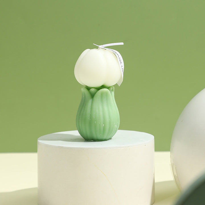 Hand-Poured Sculptural Tulip Bud Decorative Candle