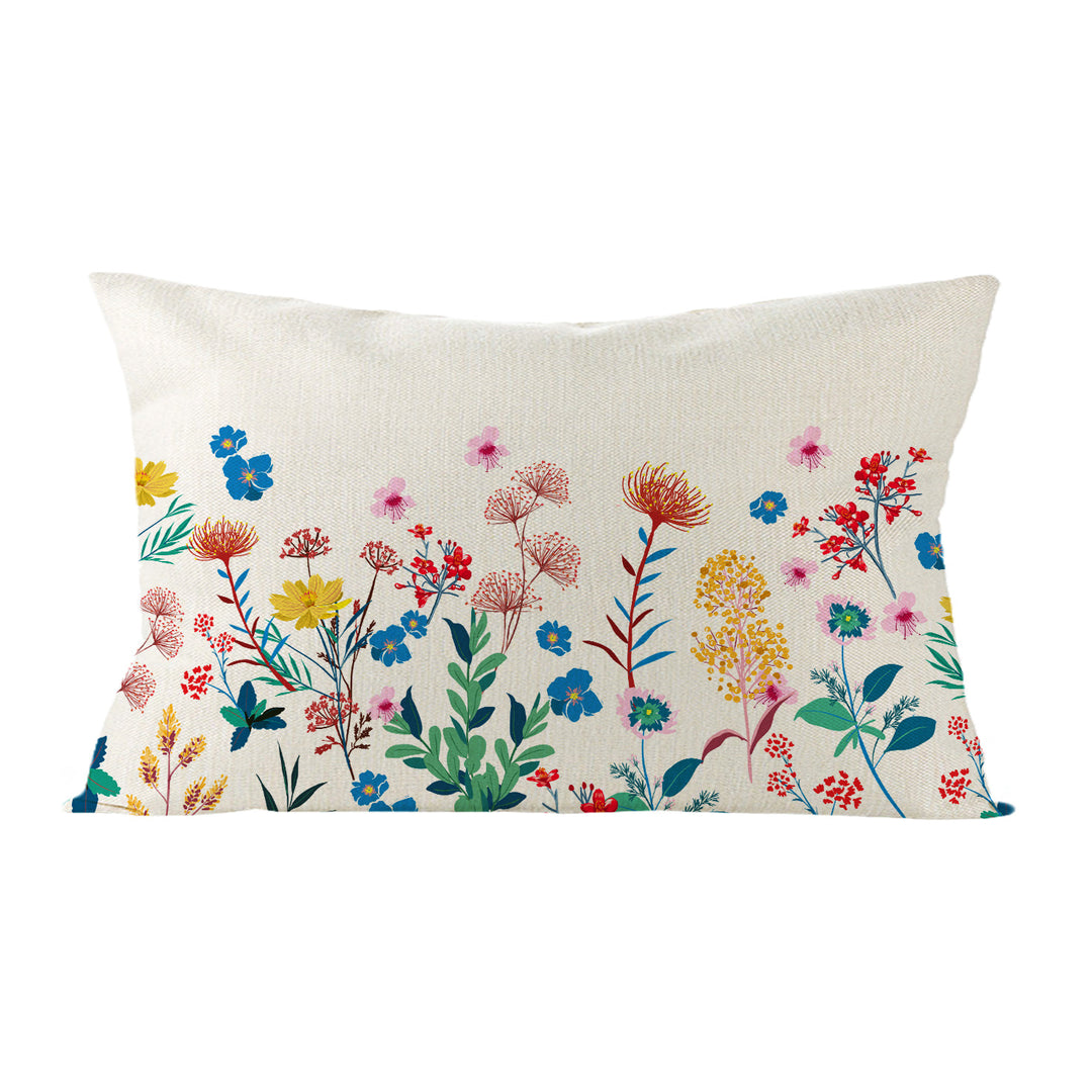 Botanical Watercolor Cotton-Linen Throw Pillow Cover