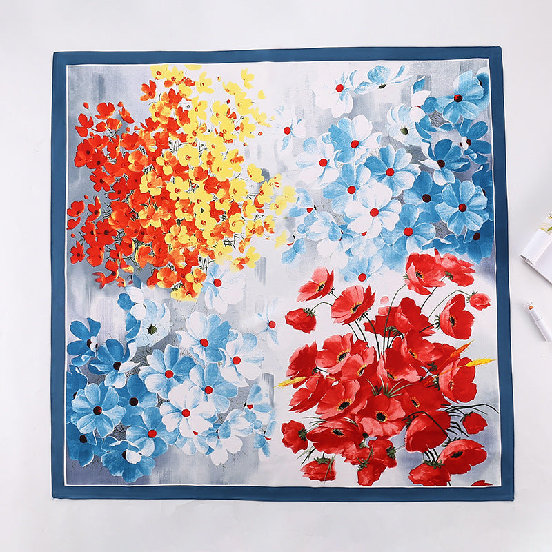 Women's silk scarf in elegant botanical design Stornfield