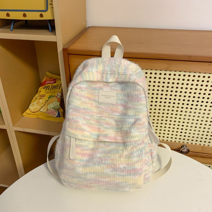 Cozy Textured Cotton School Backpack