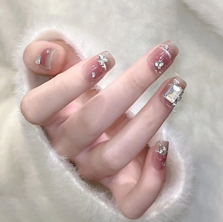 Glamorous Rhinestone-Embellished Press-On Nail Art Stornfield