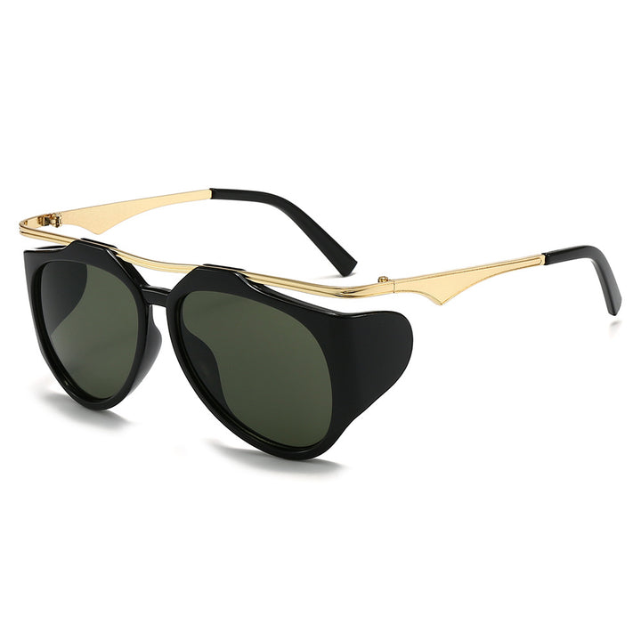 Ladies Fashion Sport Sunglasses with Oversized Frame and Golden Accents Stornfield