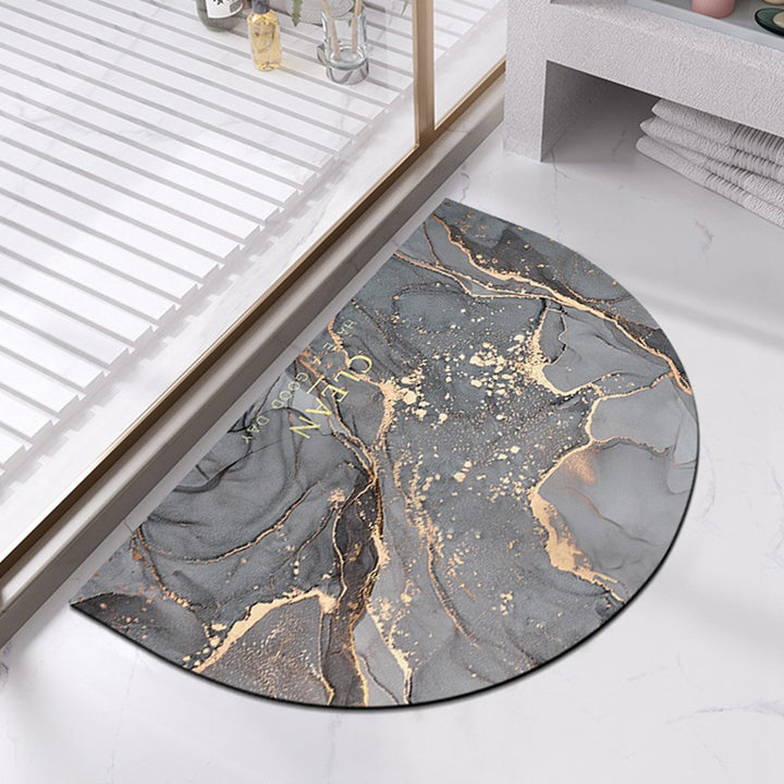 Half-Moon Marble-Pattern Bath Mat