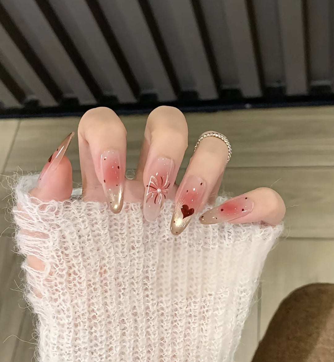 Artistic Floral and Gemstone Press-On Nails Stornfield