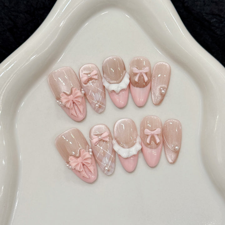 Decorative Press-On Nail Art Set with Floral and Whimsical Designs