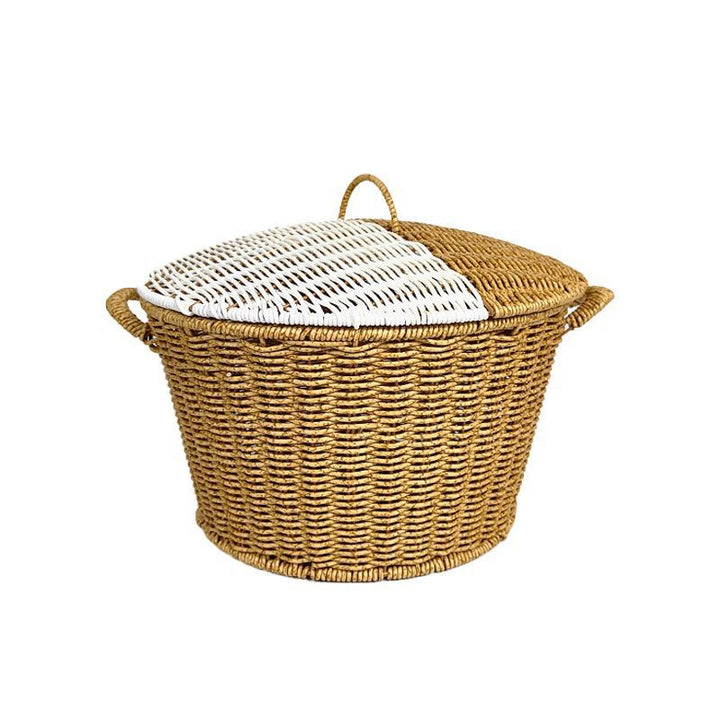 Women’s rattan basket with lid and trendy handles Stornfield