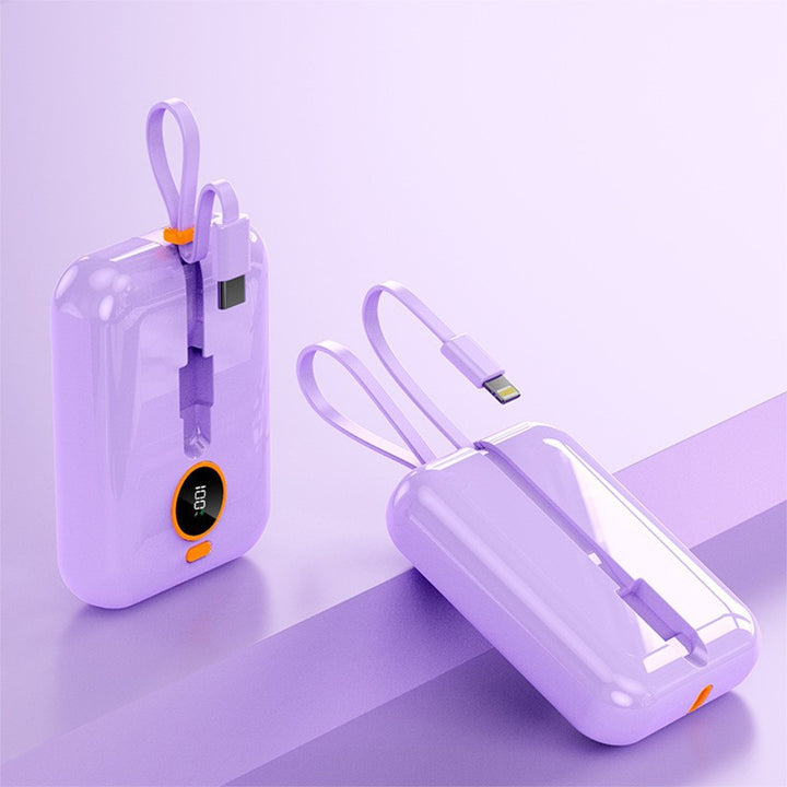 Portable Mini Power Bank with Integrated Charging Cable and Digital Display Stornfield