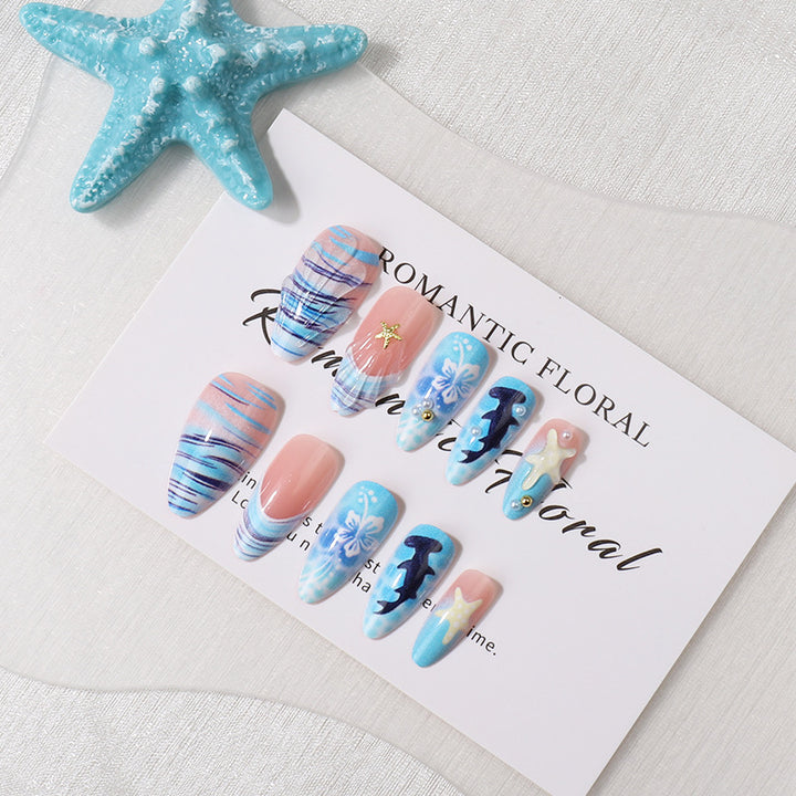 Artistic Sea-Inspired Press-On Nails Stornfield