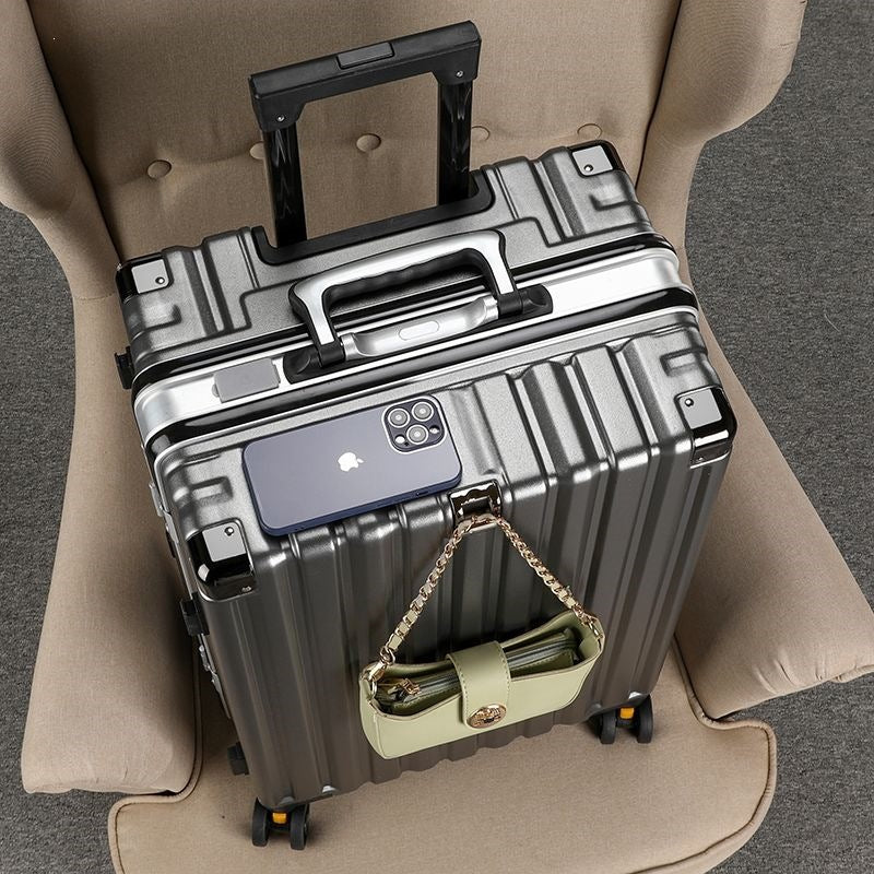 Hard-shell suitcase with double safety lock and sturdy rolling system Stornfield