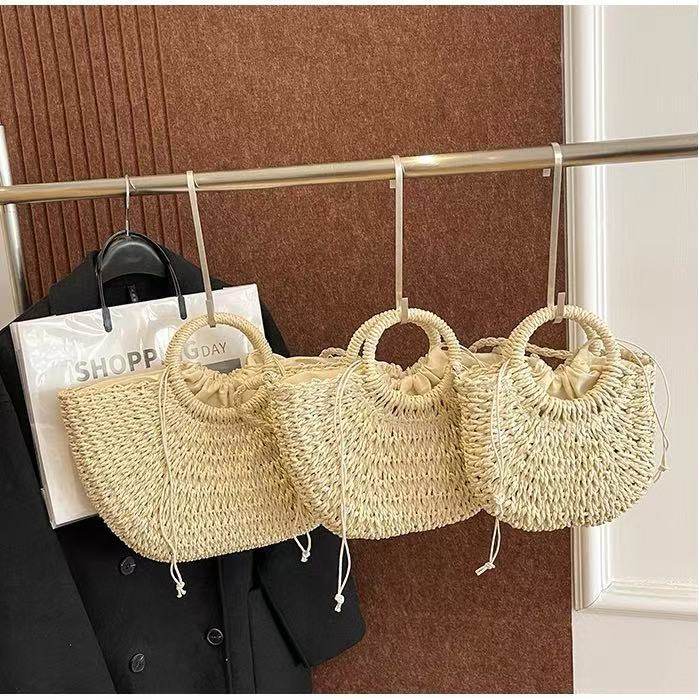 Handmade basket bag with light ruffles Stornfield