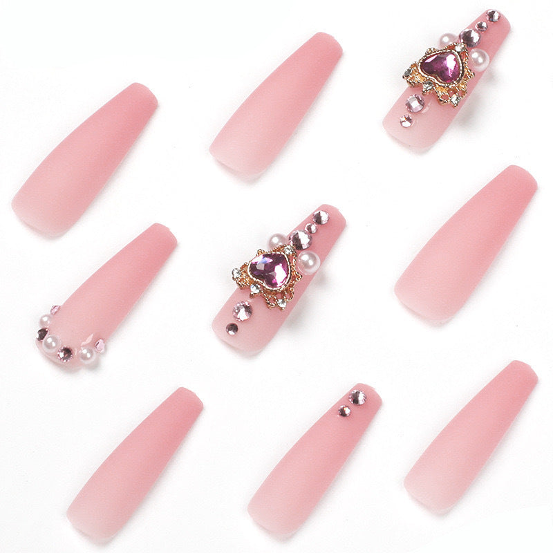 Luxury Artificial Nail Set with Rhinestone and Pearl Decorations Stornfield