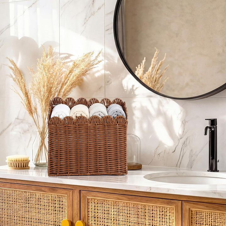 Handcrafted storage basket with curved edge Stornfield