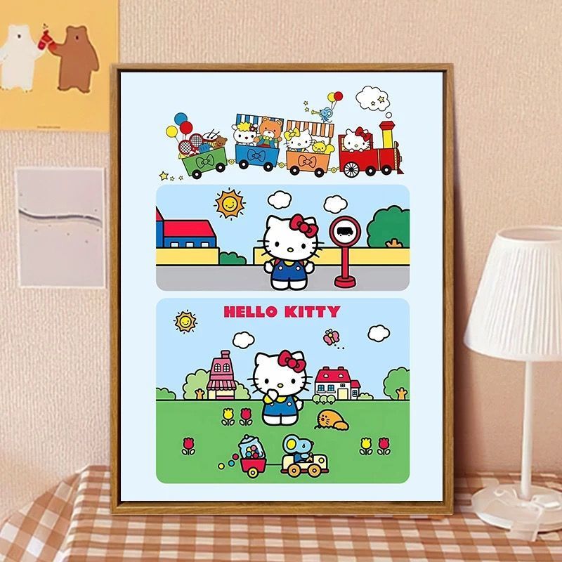 Hello Kitty-Inspired Cartoon Wall Art Print Stornfield