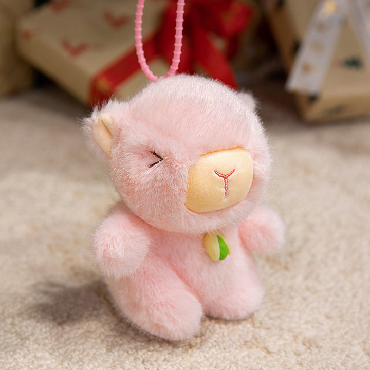 Plush Dog Bag Charm Keychain with Soft Faux-Fur Body & Loop Strap Stornfield