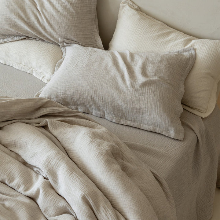 Lightweight Crinkled Cotton Gauze Duvet Cover & Pillowcase Set