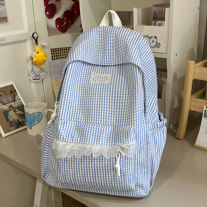 Charming Striped Lace-Trimmed Backpack Stornfield