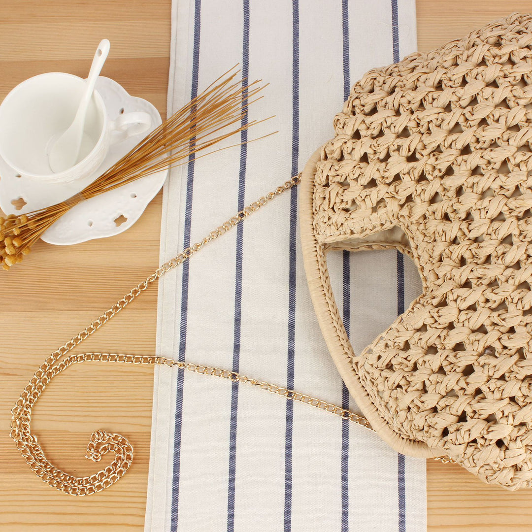 Handbag made of naturally untreated woven material with elegant chain embellishment Stornfield