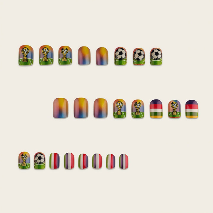 Artificial nails with soccer motif and glitter effects Stornfield