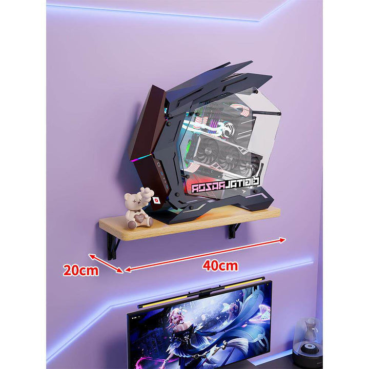 Wall-Mount Floating Shelf for Mid-Tower Gaming PC with Reinforced Brackets