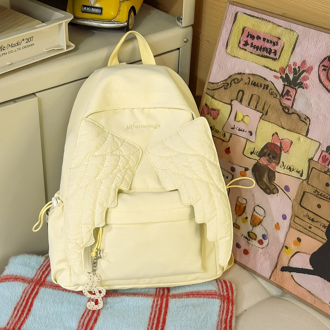 Cute Wing-Embellished Casual Backpack Stornfield
