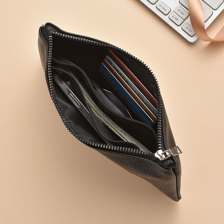 Textured Leather Zippered Pencil Case Stornfield