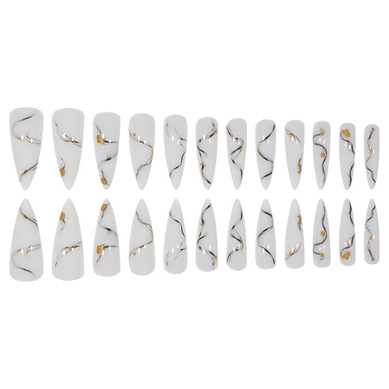 Marbled Design Elegant Stiletto Press-On Nails Stornfield
