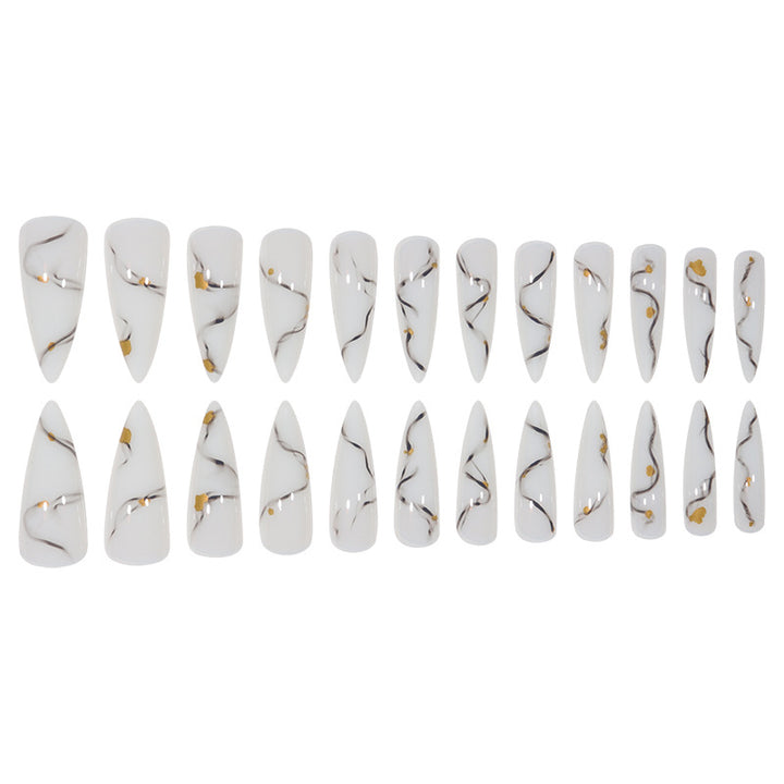Marbled Design Elegant Stiletto Press-On Nails Stornfield