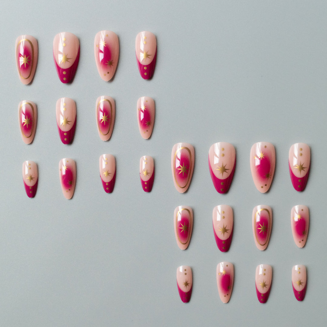 Elegant Star-Embellished Gel Nail Art