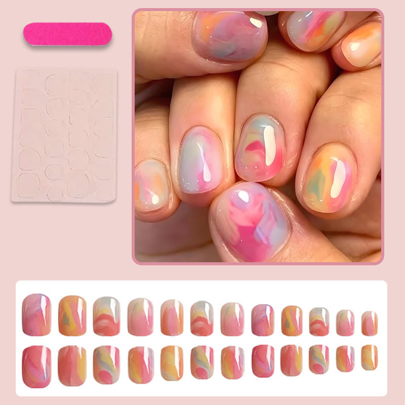 Artificial nail set with colorful marble designs Stornfield