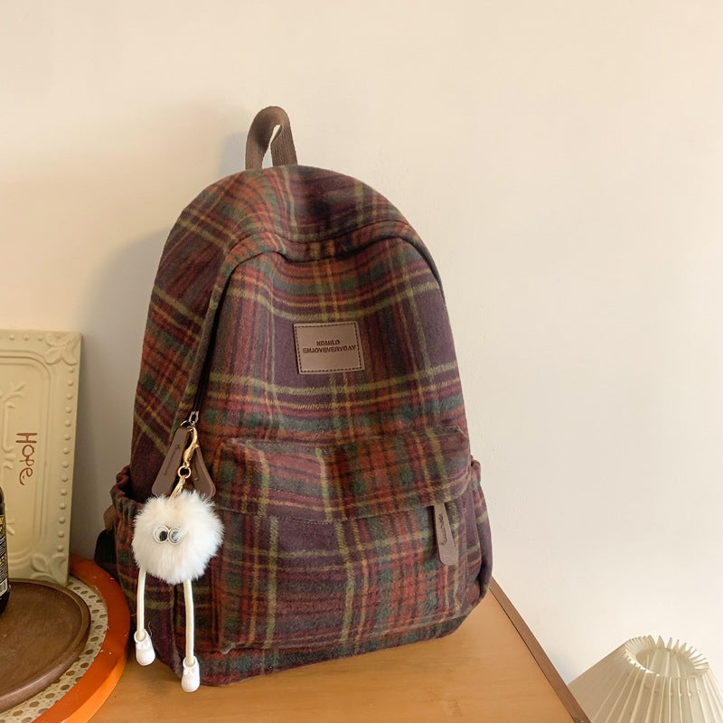 Cozy Plaid Patterned School Backpack Stornfield