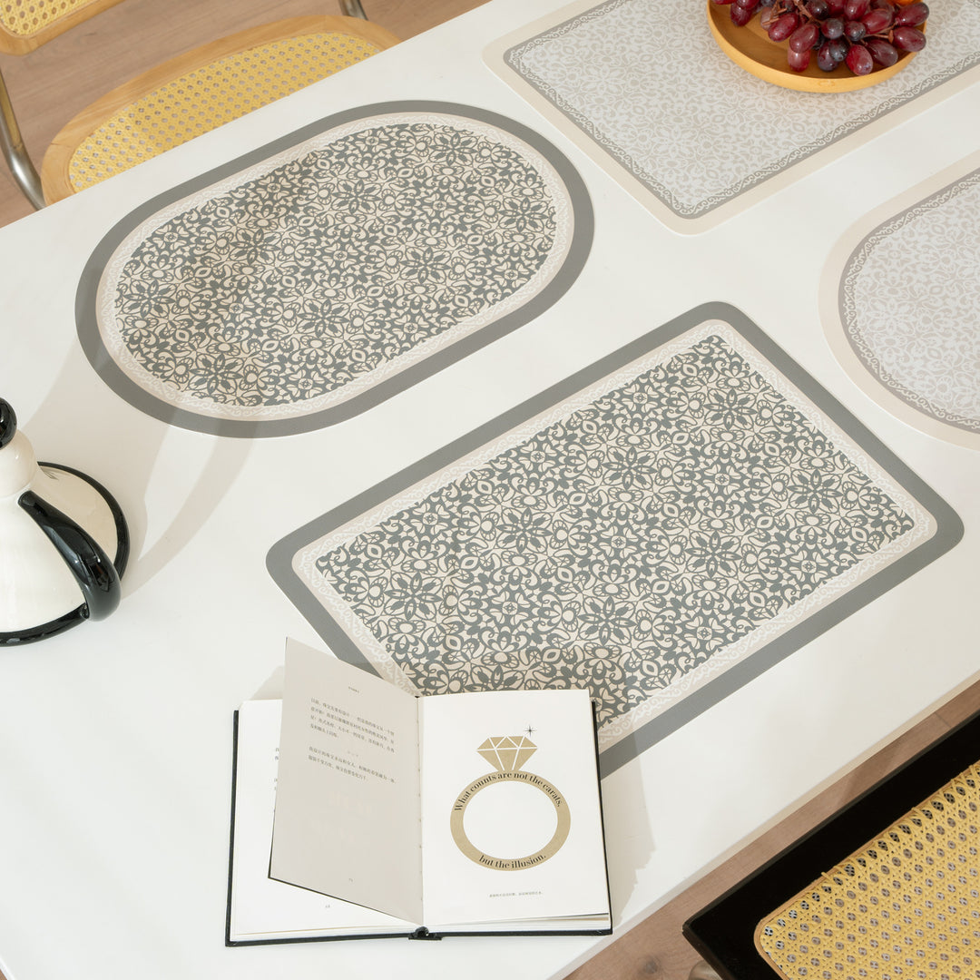 Bathroom Mat Set Stornfield with non-slip soft back underside and fine lace pattern look